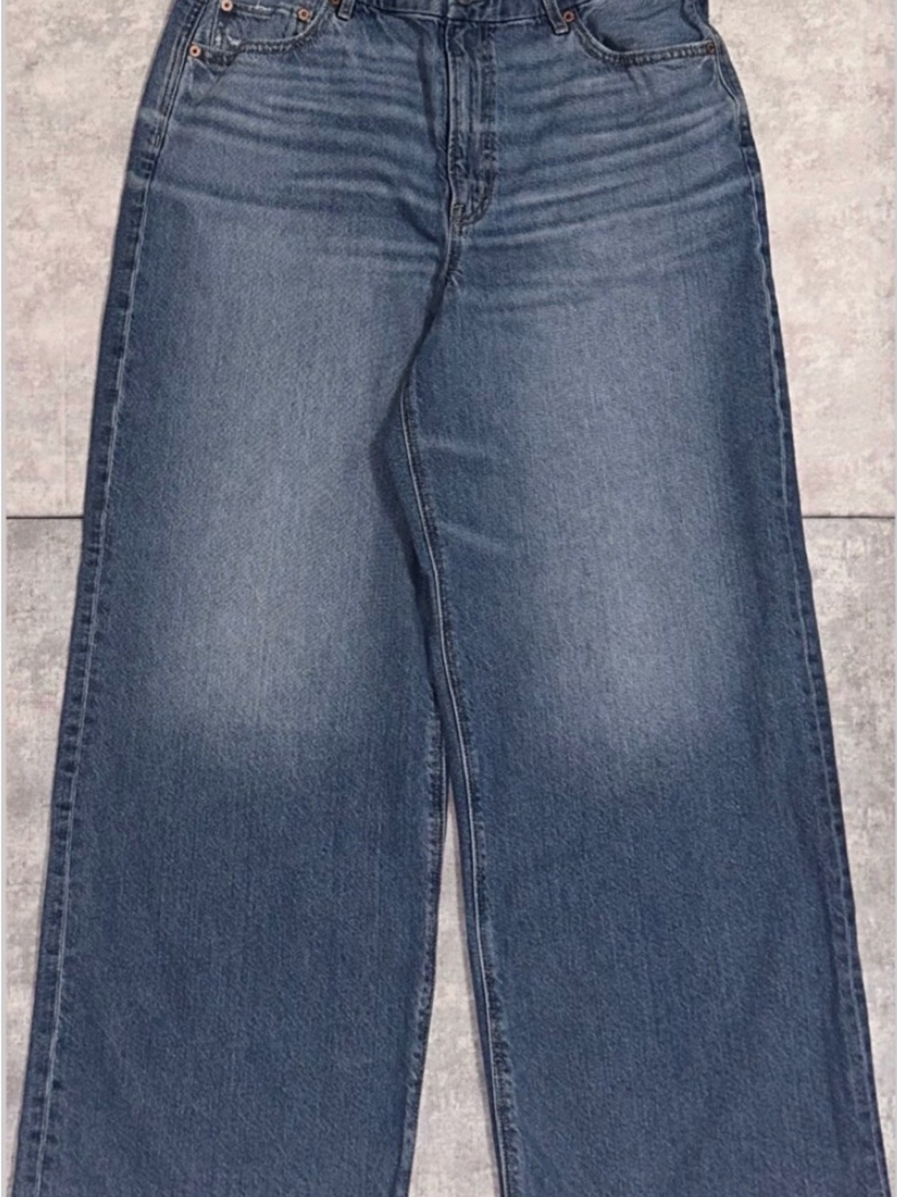 American Eagle Curvy Super High Rise Baggy Straight Jeans Women 14 Short
